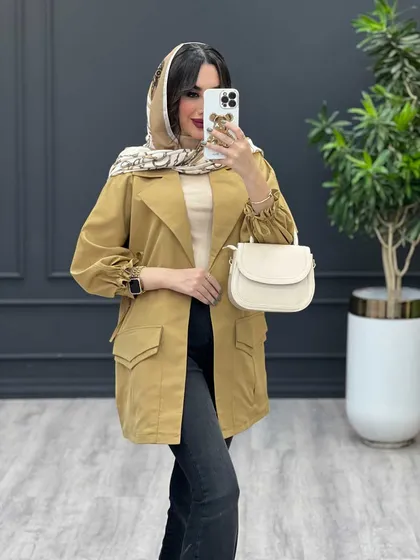 بارانی سرجیب دوبل آستین بنددار