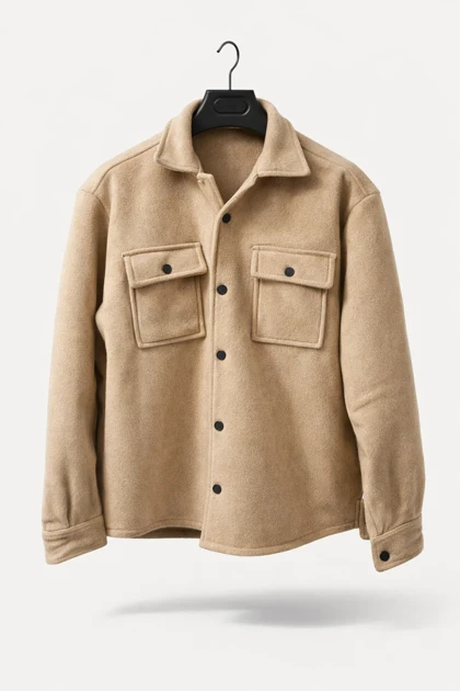 کت فوتر مردانه کرم شتری کجراه خاص گرماژ بالا فوق‌العاده شیک استایل باکسی