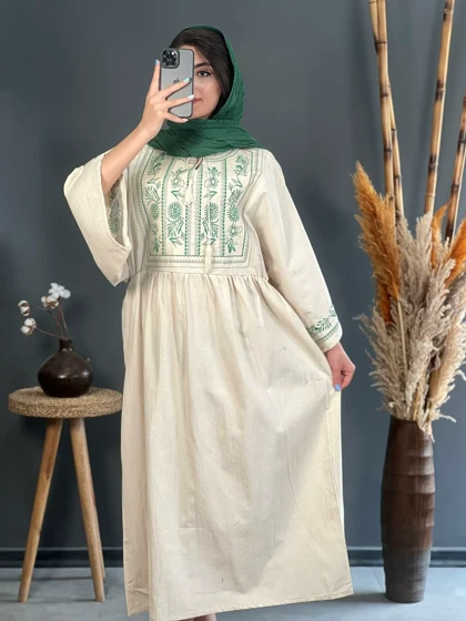 پیراهن لینن گلدوزی رها 1164