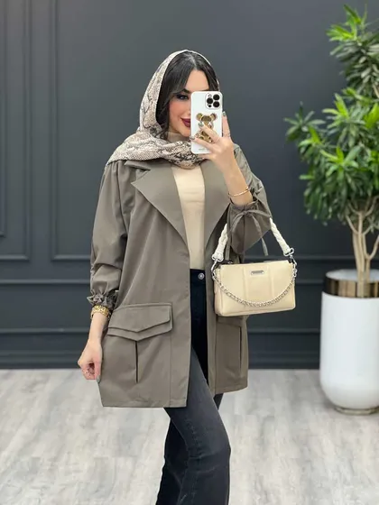 بارانی سرجیب دوبل آستین بنددار
