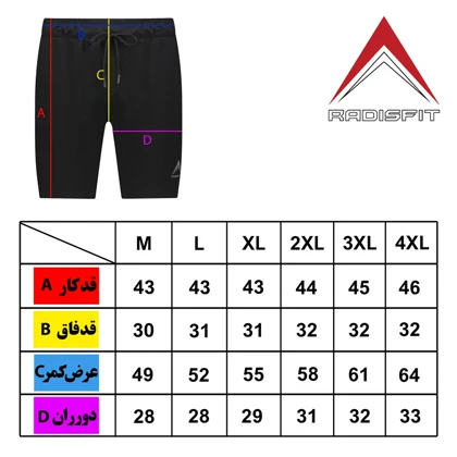 شلوارک ورزشی مردانه رادیس فیت مدل SH01-Eco