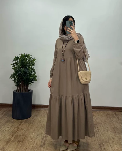 پیراهن مانتویی بلند لینن آیسو