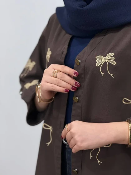 مانتو کتان گلدوزی آیسو ویولت