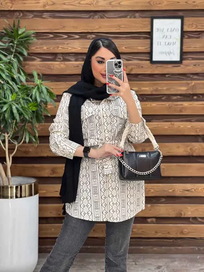 مانتو طرح دار کمردار