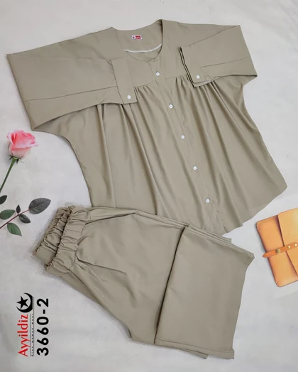 ست مانتو شلوار زنانه سایز بزرگ کد 3660