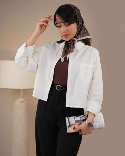 شومیز کراپ سفید ساده کد 29431