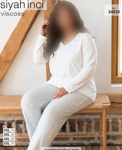 بلوز و شلوار بیگ سایز siyah inci کد 24833