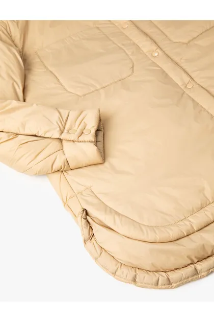 یقه پیراهن مفصل جیبی کت فصلی با دکمه های ضربه ای 3SAK20011EW