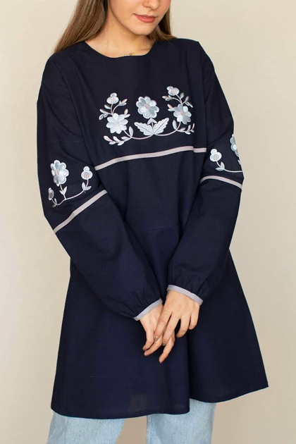 مانتو لینن زنانه رکسانا گلدوزی‌دار