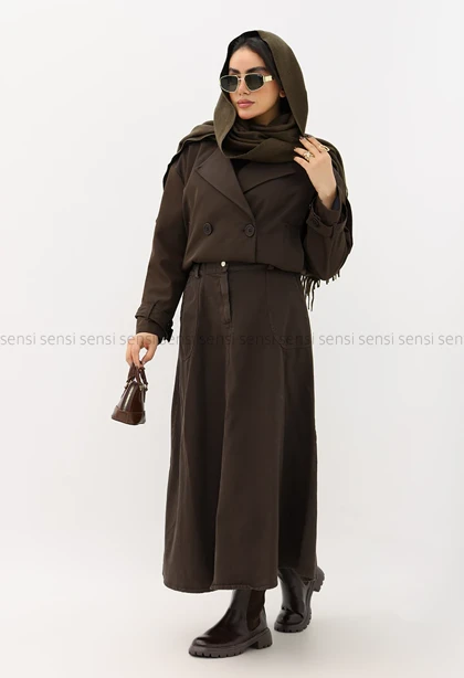 ترنچ کت سانتانا یقه پوست کد1004660