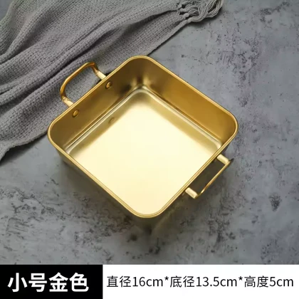 تابه سرو مربع دسته دار استیل طلایی در سه سایز