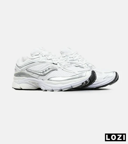 کفش کتانی مردانه و زنانه سفید طوسی Saucony pro grid omni 9 مدل 8634