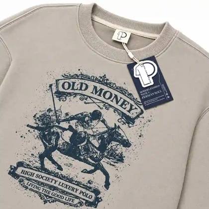 دورس مردانه یقه گرد طرح گرافیکی Old Money کرم پرسیسکا