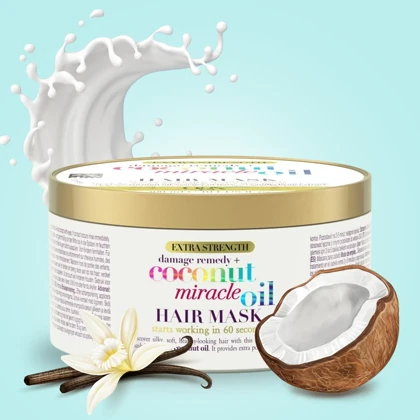 ماسک مو ترمیم‌کننده کاسه‌ای مناسب موهای خشک و آسیب‌دیده او جی ایکس, OGX مدل Coconut Miracle Oil حجم 300 میل