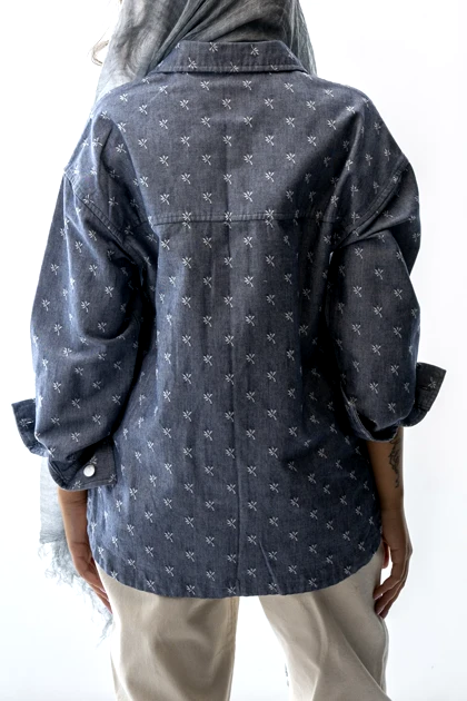 شومیز کتان گلدوزی آزاد زنانه