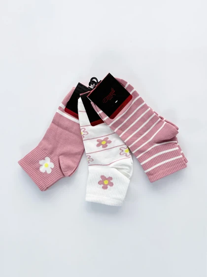 جوراب مچی نخ پنبه طرح گل