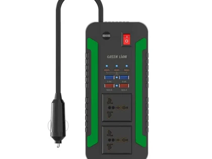 اینورتر و شارژر فندکی فست شارژ ماشین دو سوکت 300 وات گرین GNSPI300WAT