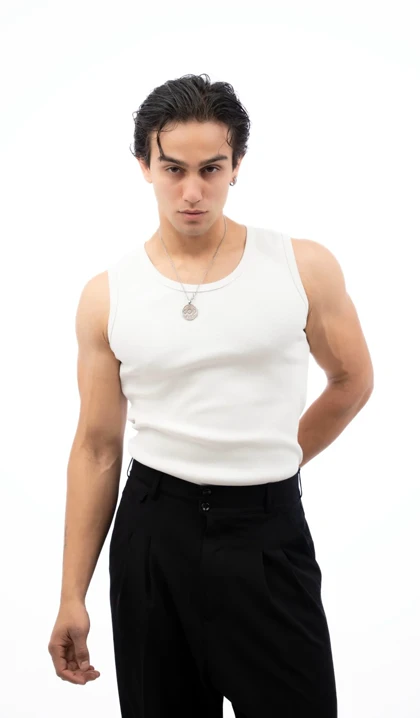 تنگ تاپ سفید پاور کش پارچه کبریتی نخی کد 578