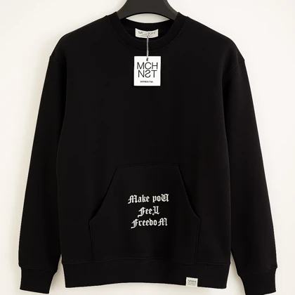 دورس یقه گرد مشکی طرحدار پارچه سه نخ پنبه کیفیت بالا * فری سایز مناسب ایکس لارج و دو ایکس لارج