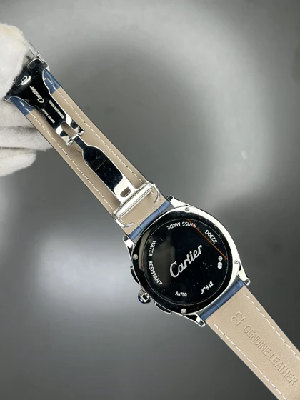 ساعت مچی کارتیه کورنوگراف قاب سیلور صفحه آبی Cartier