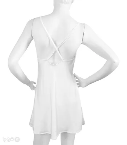 پیراهن بندی پشت ضربدری ساتن و دانتل Neev کد Adore 4417 سفید White