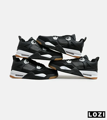 کتانی ساق‌دار زنانه و مردانه مشکی سفید Nike air jordan 4 مدل 6599