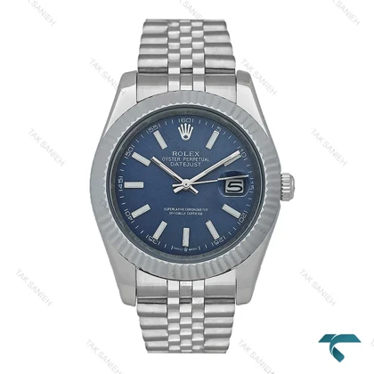 ساعت مردانه رولکس دیت جاست 2 سیلور صفحه سرمه ای ایندکس خط Rolex-7350-G
