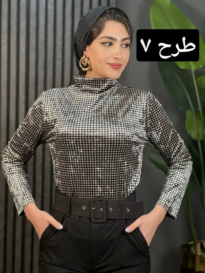 بلوز مخمل یقه شل کد 1617