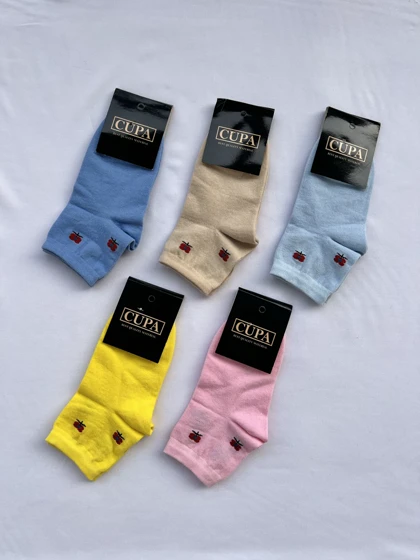 جوراب دخترانه نخ پنبه طرح گل 20010