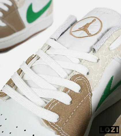 کفش کتانی مردانه و زنانه سفید کرم سبز NIKE jordan 1