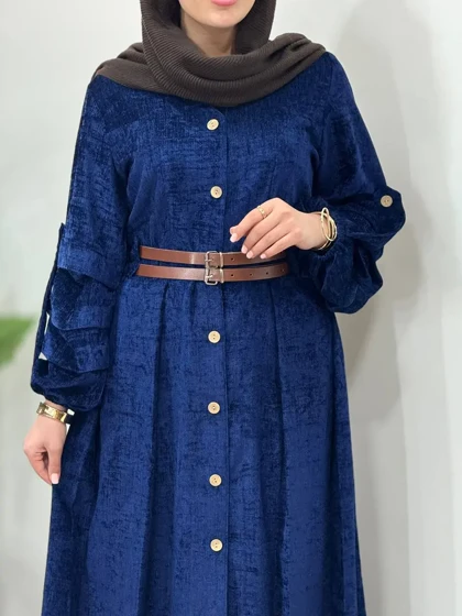 پیراهن مانتویی پاییزه سیما به همراه کمربند (پیش فروش)