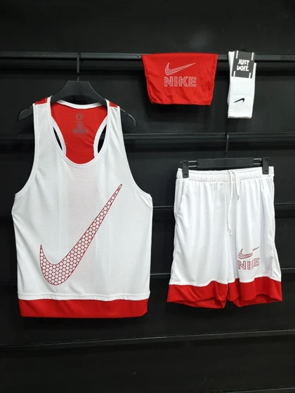 ست تاپ + شلوارک + اسکارف نایکی + یک عدد جوراب