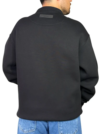 پلیور دورس مردانه سه نخ مدل نیم زیپ بیسیک رنگ مشکی کد 000343