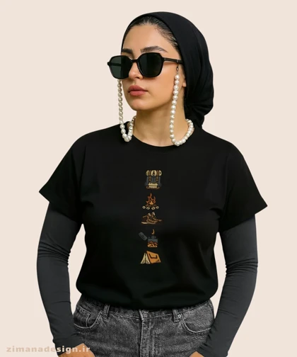 کراپ زنانه طرح کمپ و جنگل نوردی کد 1063