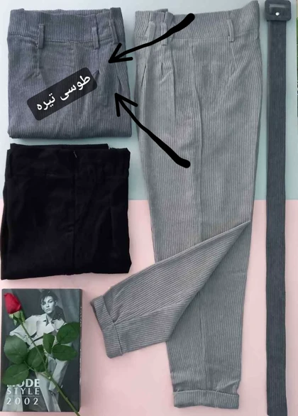 شلوار کبریتی کمربنددار کد 40118