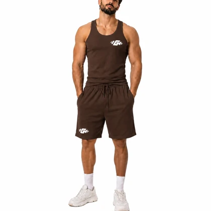 ست رکابی و شلوارک ورزشی مردانه G Wear مدل 5F0604 قهوه ای