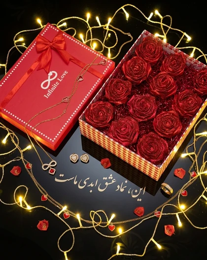 باکس قرمز ولنتاین گل رز ابدی هدیه تولد