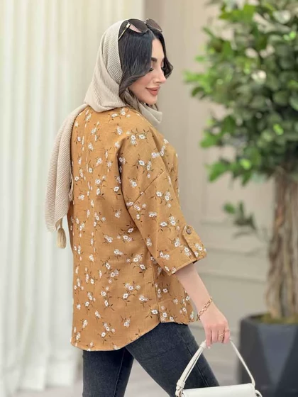 شومیز طرح گل آستین پاگن