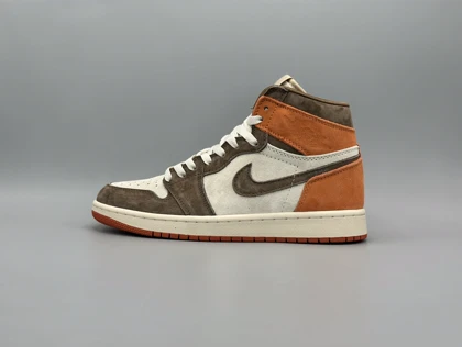 کتانی نایکی جردن1 مستر داستد کلی قهوه ای آجری/Nike Air Jordan1 Dusted
