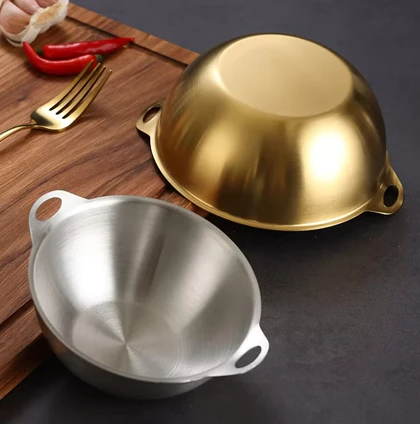 کاسه استیل دو دسته گرد و گود سیلور