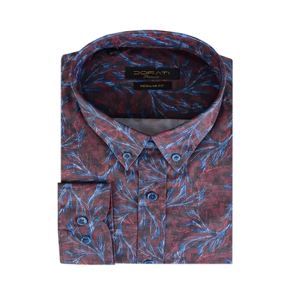 پیراهن مردانه رسمی طرحدار زرشکی