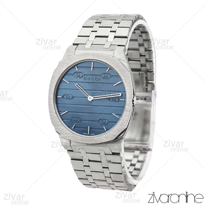 ساعت گوچی مردانه نقره ای صفحه سرمه ای 106030