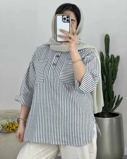 شومیز جلو بسته راه راه(41)کد3474