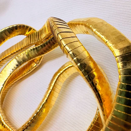 اکسسوری استیل مدل «منعطف ماری طلایی» | قابل استفاده به عنوان دستبند، گردنبند و پابند (آبکاری طلا)
