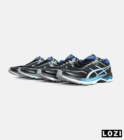 کفش کتانی مردانه مشکی آبی نقره ای ASICS GT 2000