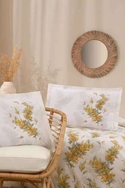 سرویس روتختی یک نفره Özdilek مدل Nilotica پنبه‌ای - زرد