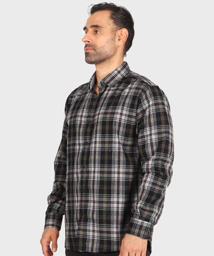 پیراهن مردانه پشمی چهارخانه سورمه ای 0161