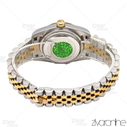 ساعت رولکس دیت جاست زنانه صفحه آبی ایندکس نگین‌دار مدیوم 105977