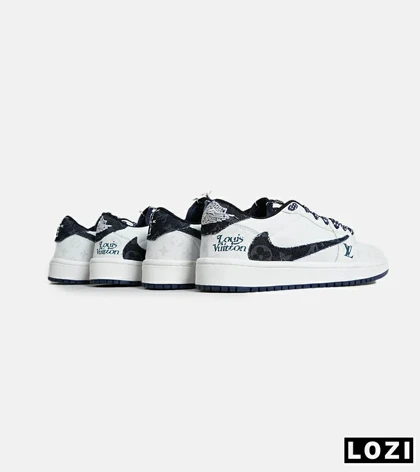 کفش کتانی مردانه و زنانه سفید سرمه ای NIKE LOUIS VUITTON x travis scott