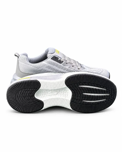 کفش کتانی بزرگ پا اسکیچرز رانینگ زیره بست طوسی روشن SKECHERS